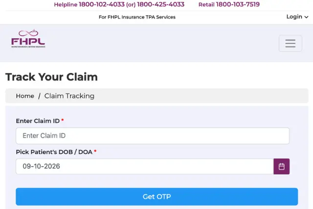 fhpl claim tracker page
